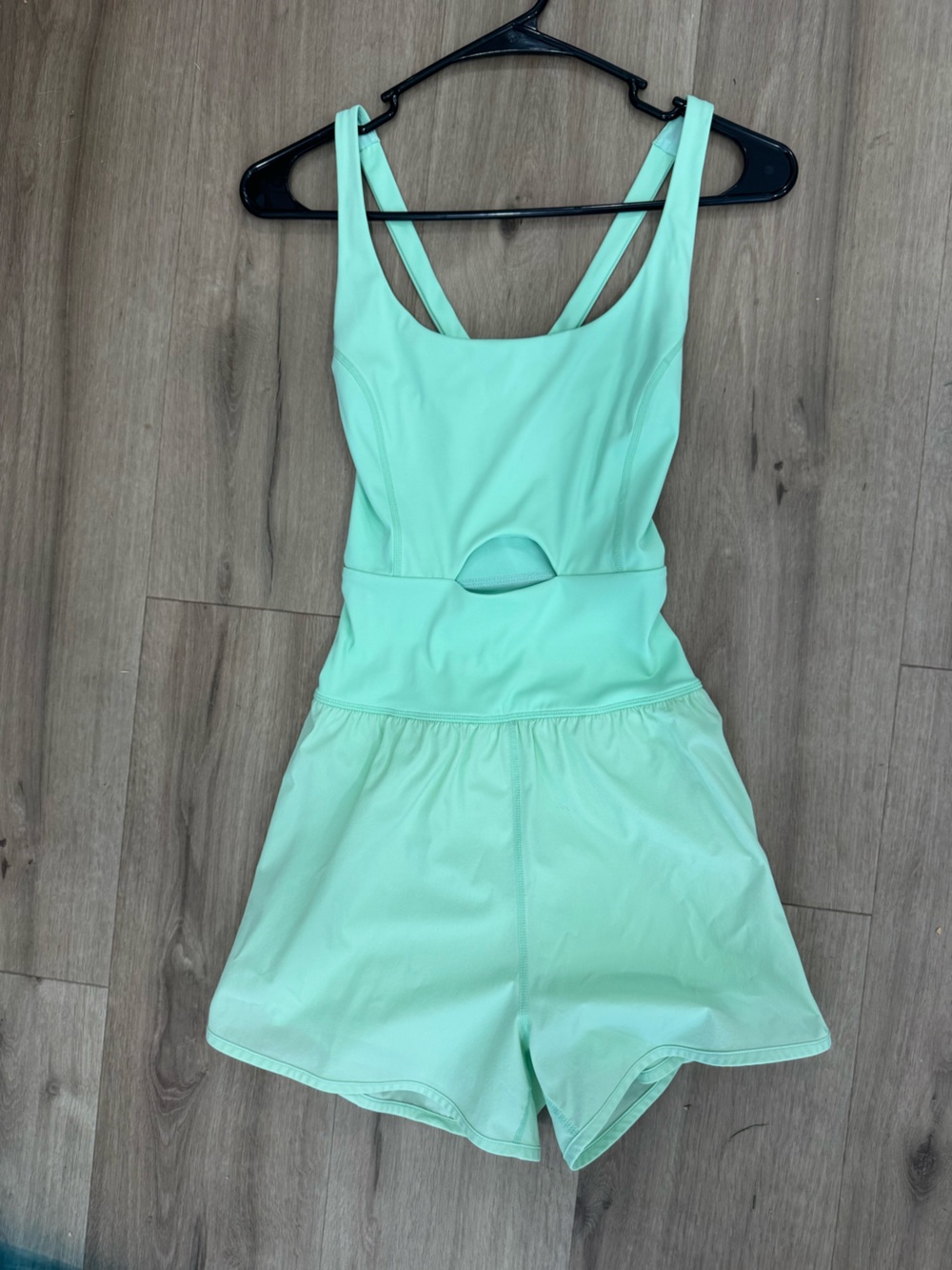 Women’s Mint Green athletic Romper with Front Keyhole
